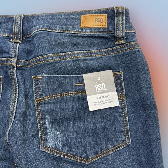 RSQ Women's 3 (juniors) IBIZA SKINNY Blue Jeans - Picture 4 of 5